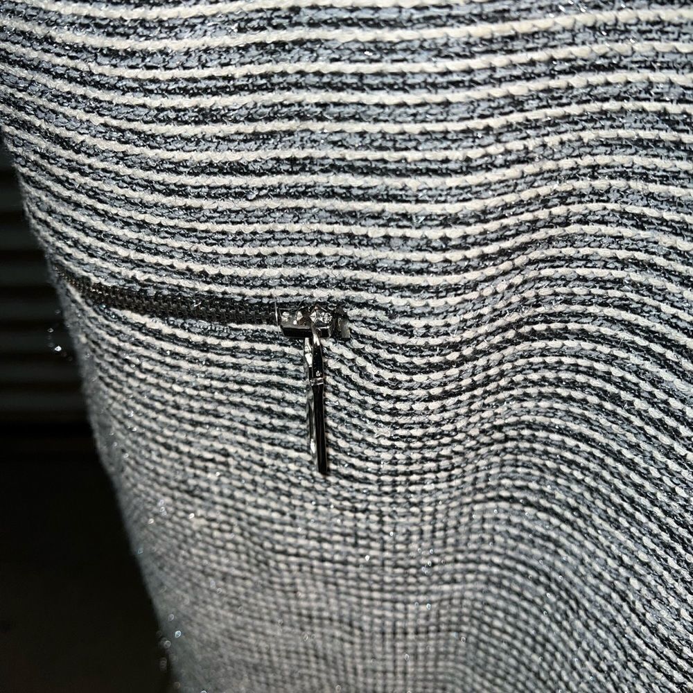 MSK black, white and silver metallic thread A Line dress with faux pockets - Picture 5 of 11